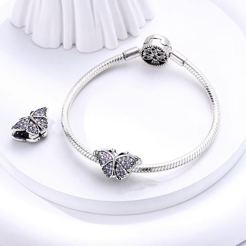 Perles Papillon Diamant Pavé Rose Violet