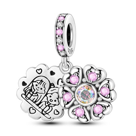 Sisters in Love Heart Flower Charm