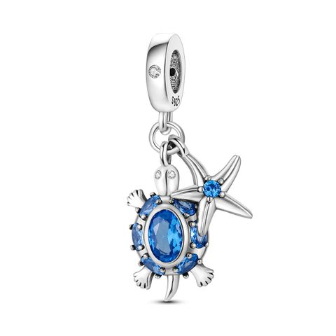 MULA – Pendentif de Noël européen en argent sterling 925, breloque personnalisable représentant une tortue de mer et une étoile de mer, convient aux bracelets pour femmes, bijoux