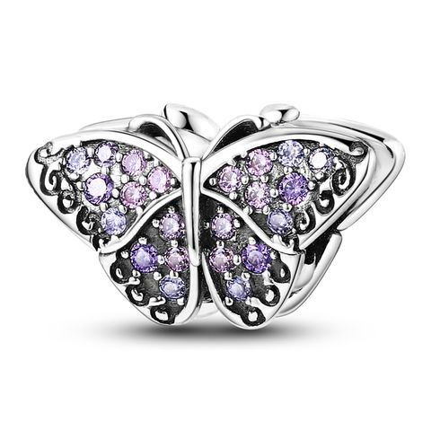 Perles Papillon Diamant Pavé Rose Violet