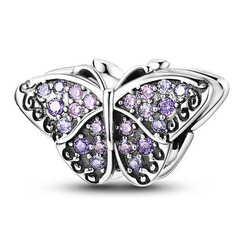 Pink Purple Pave Diamond Butterfly Beads