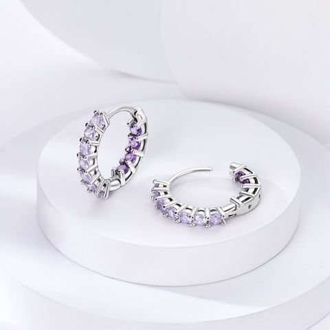 Pendientes Aro Completo Circonita Morado