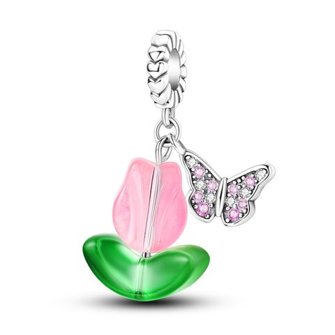 Colgante de tulipán mariposa esmaltada