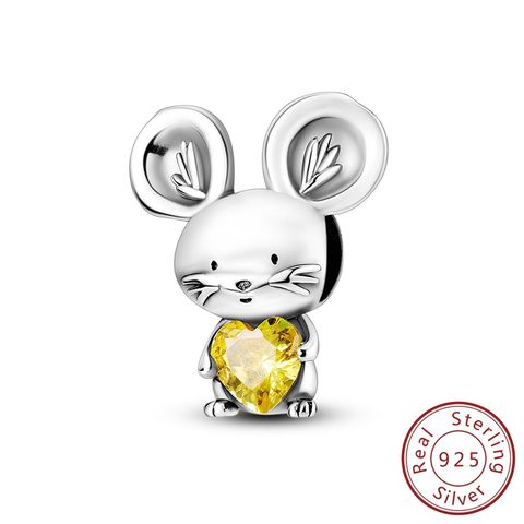 Pendentif Souris à Grandes Oreilles en Zirconium Jaune