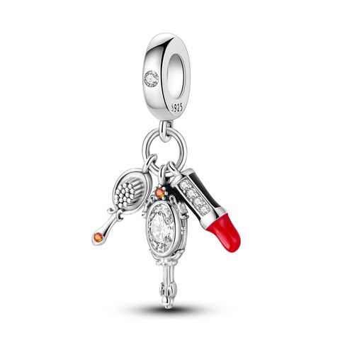 Pendentif miroir de maquillage rouge à lèvres