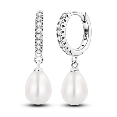 Sparkling Drop Pearl Earrings