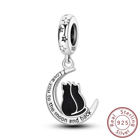 Star & Moon Couple Black Cat Charm