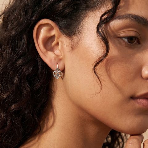 MULA 925 Plata de ley grabada con flores vintage pendientes en forma de aro, joyería elegante para mujeres de 18 mm, regalo para ella