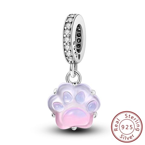 Luminous Pink and Blue Paw Print Charm