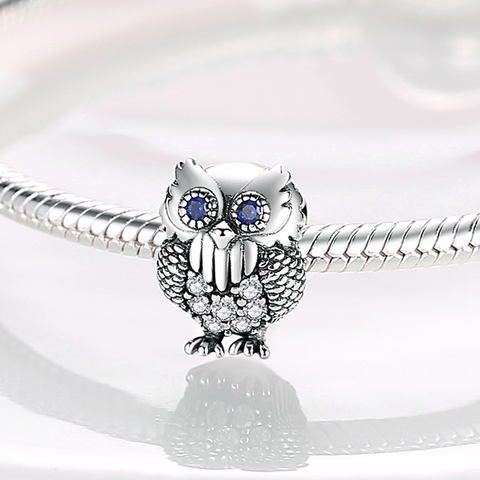 Owl Zircon Charm Bead
