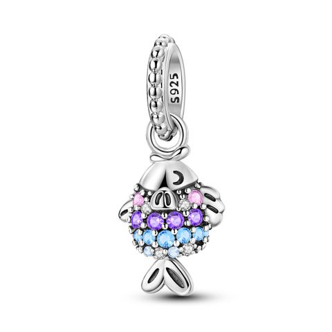 Mula Noël européen en argent sterling 925, breloque à fabriquer soi-même représentant un poisson nageant, pendentif adapté aux bracelets pour bijoux féminins