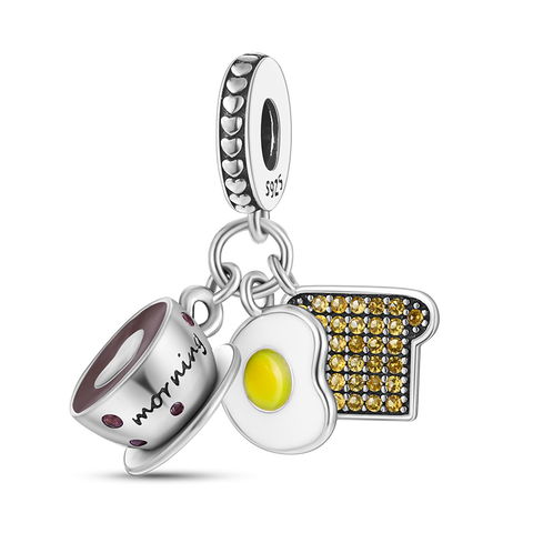 Coffee Cup Fried Eggs Toast Pendant