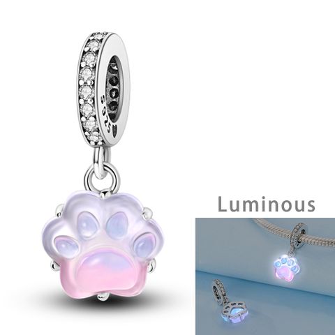 Charm lumineux à empreinte de patte rose et bleue