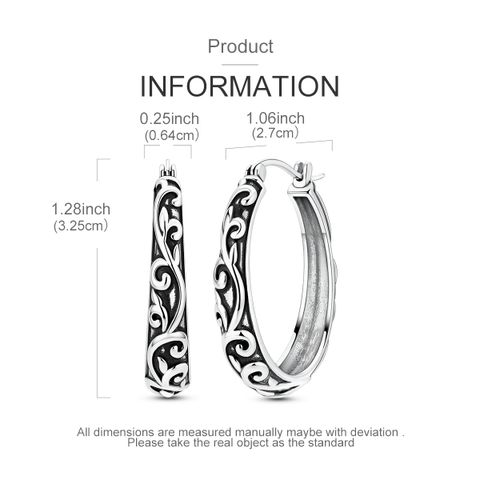 MULA 925 Plata Estéril Retro de Cinta Floral Aros de Oreja, 27 mm Joyas Femeninas Elegantes Regalo Para Ella