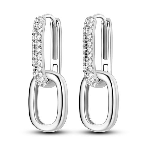 Sparkling U-shaped Double Hoop Earrings