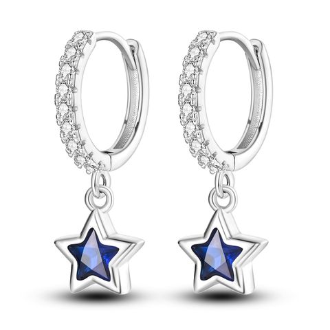 Sparkling Dark Blue Star Earrings