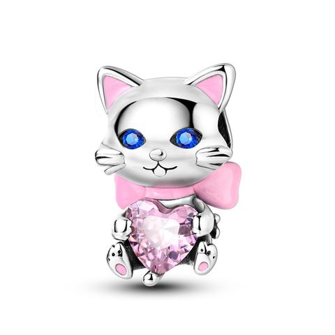 Pendentif coeur câlin chaton rose