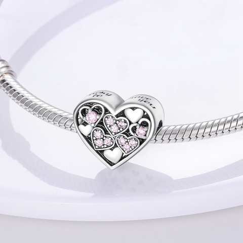 Pink Heart Shape Beads