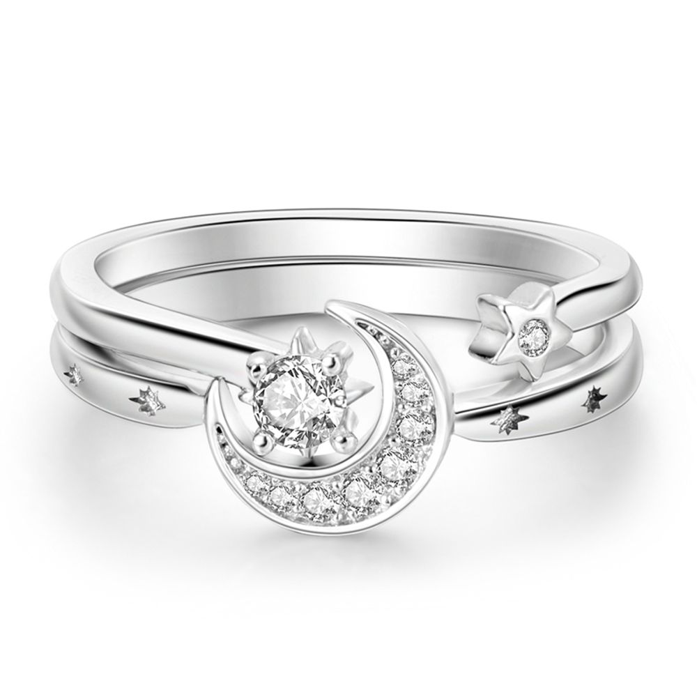 Double Layer Star Moon Ring