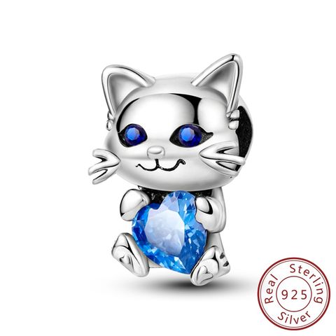 Cat Embracing Heart Beads