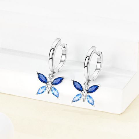 Sparkling Aquamarine Butterfly Earrings