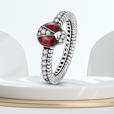 Ladybug インレイド ジルコン トラック リング