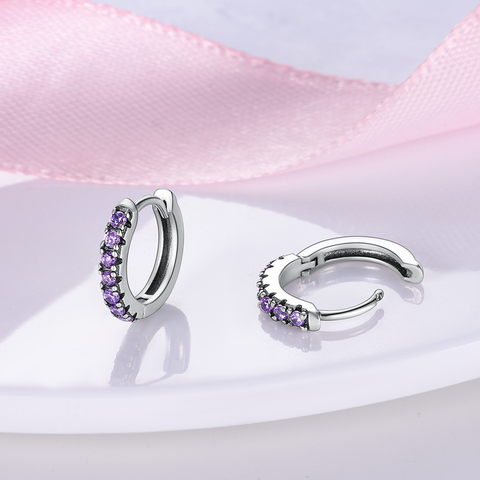 Boucles d'Oreilles Incrustation de Zirconium Violet