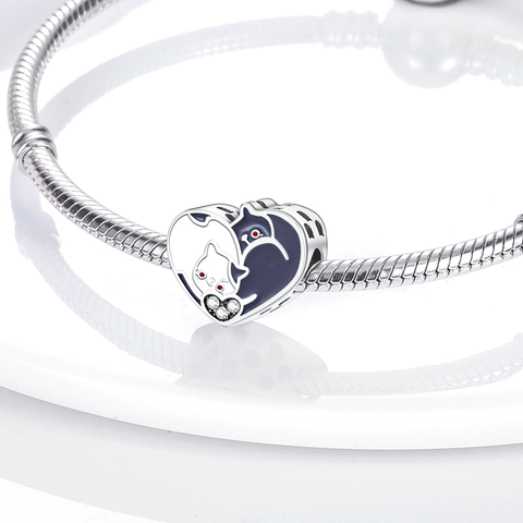 Heart Shape Black White Cat Beads