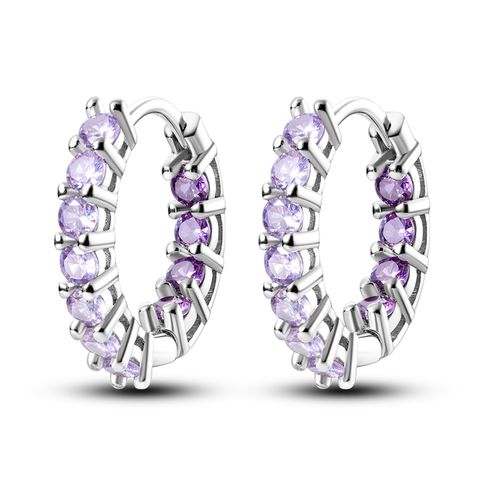 Pendientes Aro Completo Circonita Morado