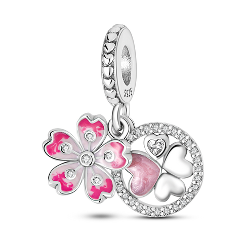 Pink Daisy And Heart Dangle