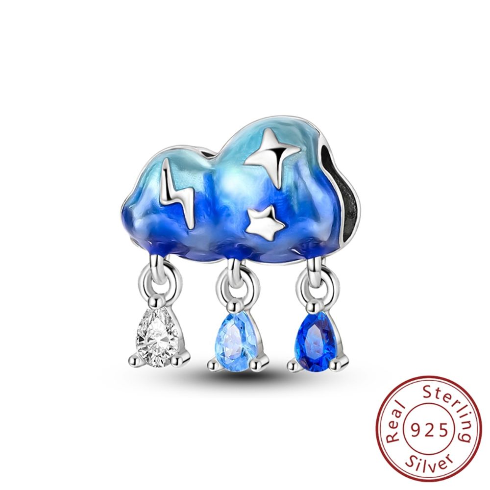 Blue Colored Clouds Raindrops Beads
