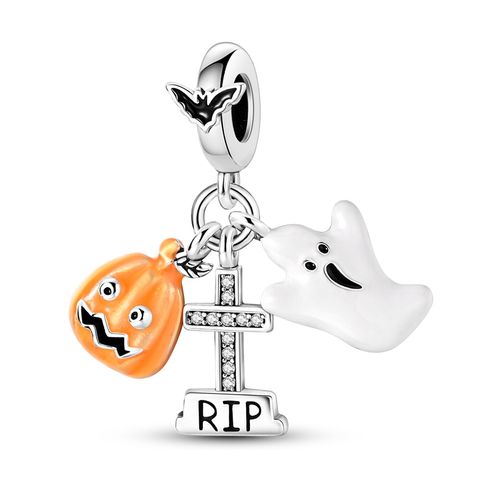 Tombstone Pumpkin Ghost Pendant