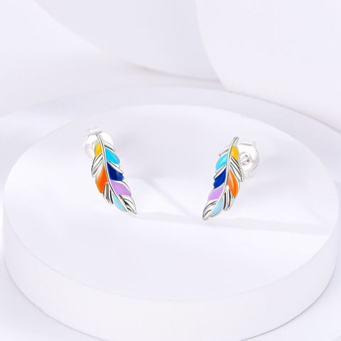 Colorful Feather Stud Earrings