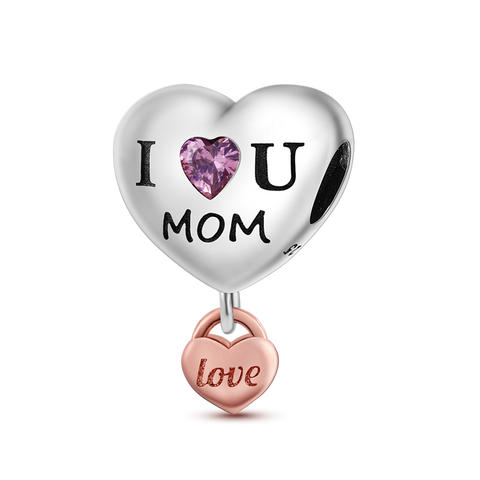 Mom Heart Shape Dangle Charms