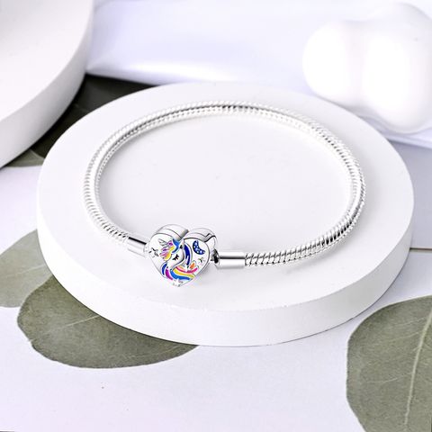 Pulseras de cadena de serpiente de unicornio en forma de corazón