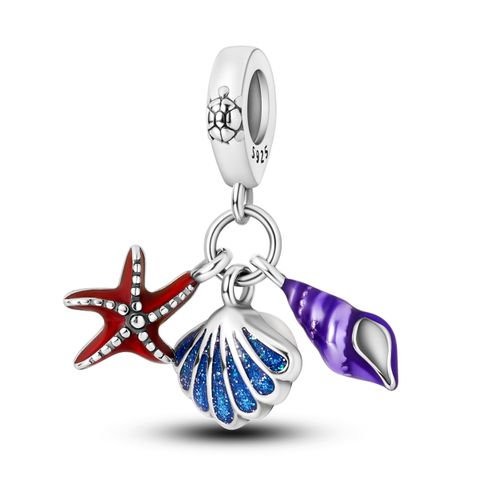 Mula Noël européen, pendentif en argent sterling 925, perle, coquillage et étoile de mer, à monter soi-même, convient aux bracelets pour femmes, bijoux