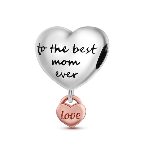 Mom Heart Shape Dangle Charms