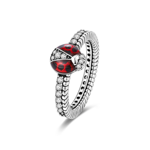 Ladybug Inlaid Zircon Track Rings