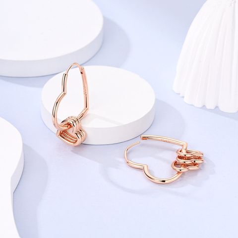 Rose Gold Multi Ring Heart Shaped Earrings