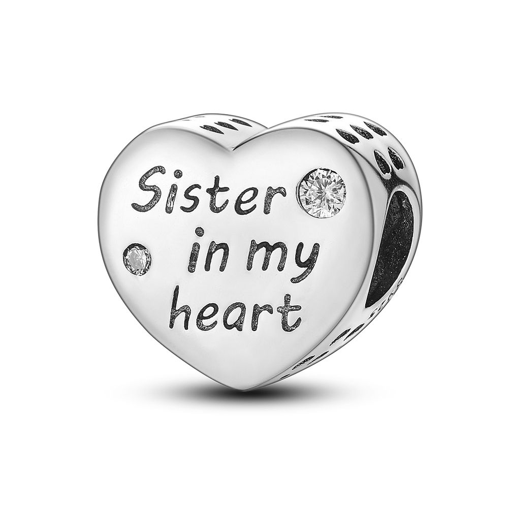 The Sister Heart Shape Charms Beads