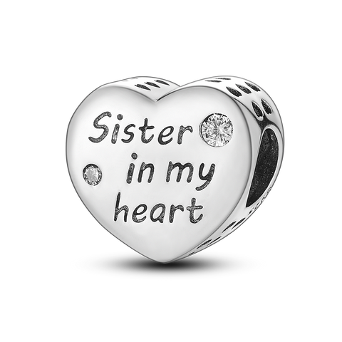 The Sister Heart Shape Charms Beads