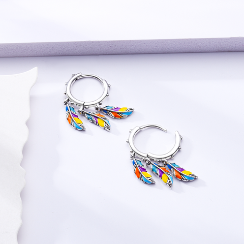 Dream Catcher Colorful Feather Earrings