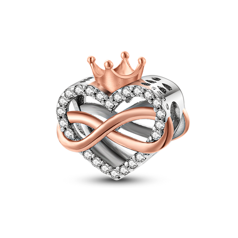 Symbole éternel de la couronne et perles en forme de cœur