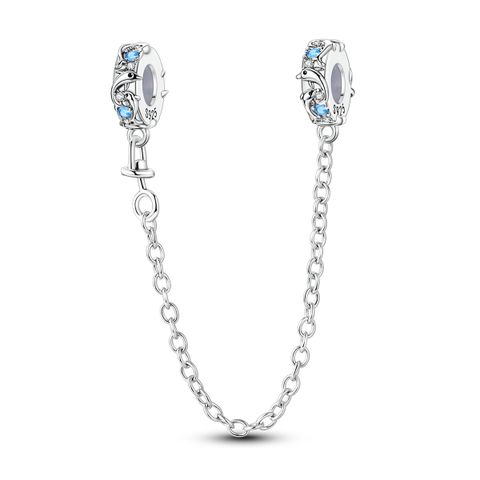 Mula Noël européen en argent sterling 925, breloque à monter soi-même représentant un dauphin jouant, arrêt en caoutchouc de sécurité, chaîne adaptée aux bracelets pour femmes, bijoux