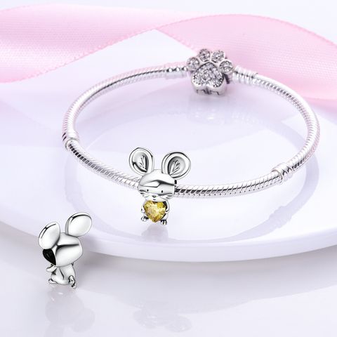 Pendentif Souris à Grandes Oreilles en Zirconium Jaune