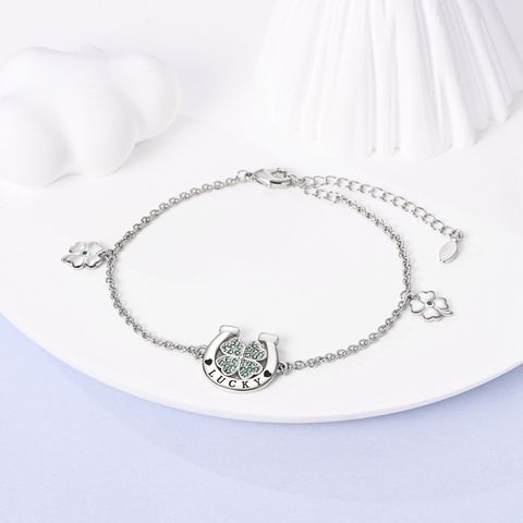 Horseshoe Four-Leaf Clover Bracelet