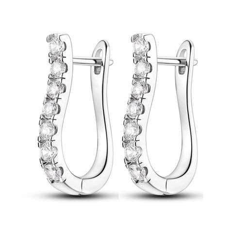 White Zirconium Horseshoe Earrings