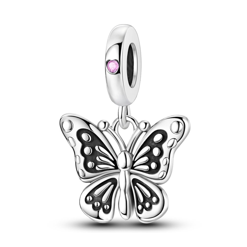 Vintage Oxidized Silver Butterfly Charm