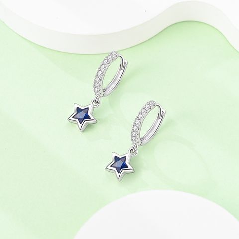 Sparkling Dark Blue Star Earrings