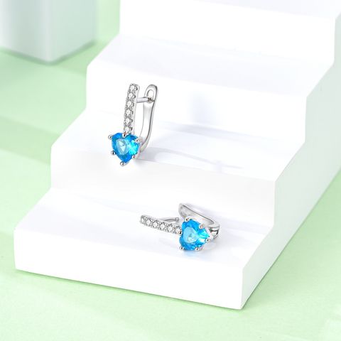 Sparkling Heart of Aquamarine Earrings